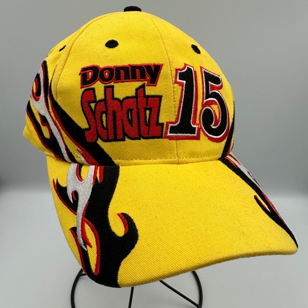 Donny Schatz 15 Racing Hat OSFA Yellow Flame Embroidered Cap Design Dynamix Y2K